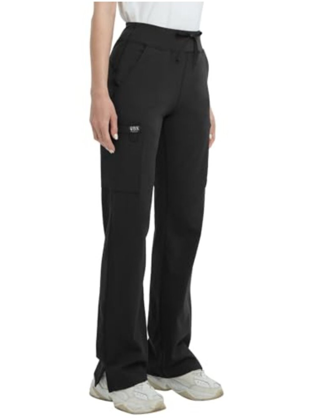 High Rise Yoga Scrub Pants Straight Wide Leg Cargo Pocket Anti-Wrinkle